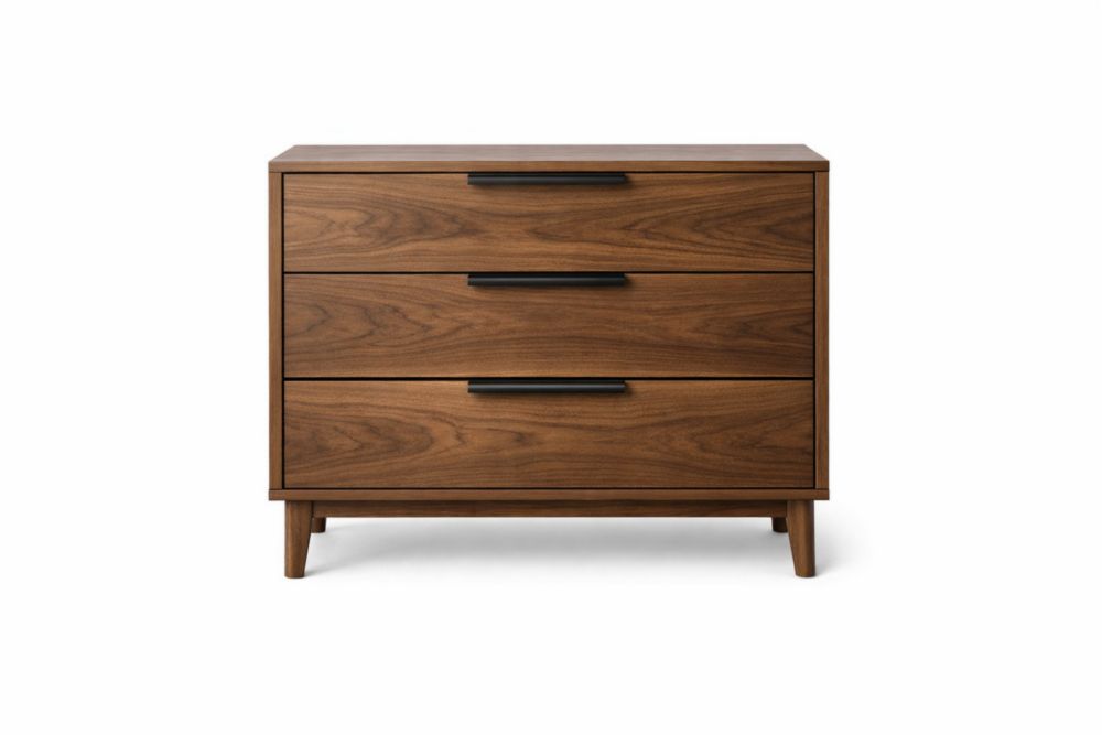 Cassettiera in legno di noce 3 cassetti 90cm-Nestelivo