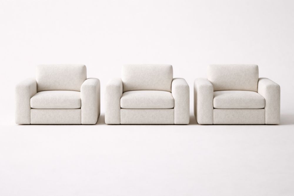 Set di 3 Poltrone in Tessuto Beige 90x95x85 cm-Nestelivo