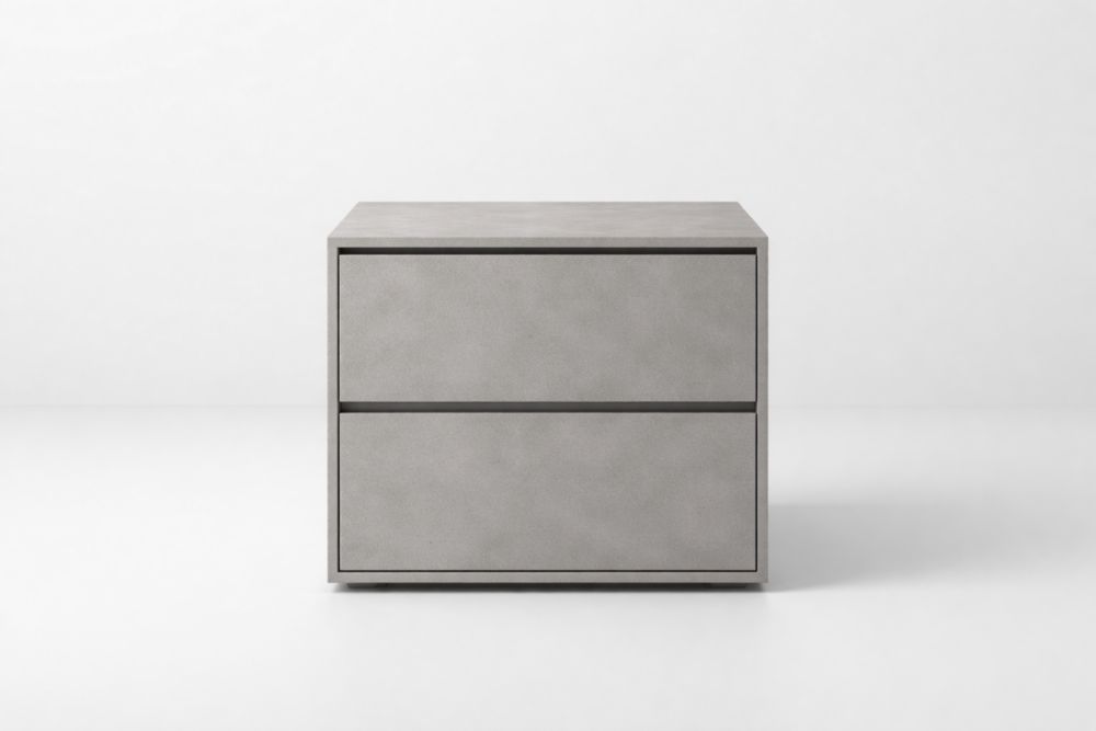 Comodino due cassetti MDF Grigio 50x40x50 cm-Nestelivo