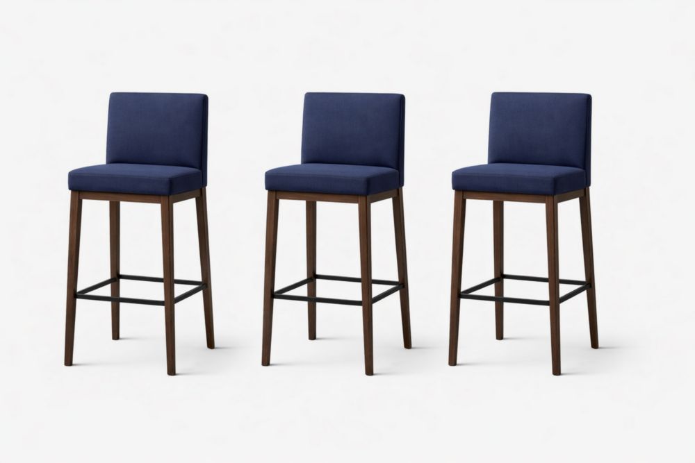 Set di 3 sgabelli da bar in tessuto poliestere blu e legno 104 cm-Nestelivo