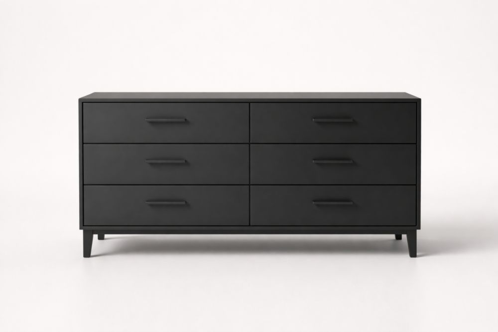 Cassettiera Nera con 6 Cassetti in Legno Ingegnerizzato-Nestelivo