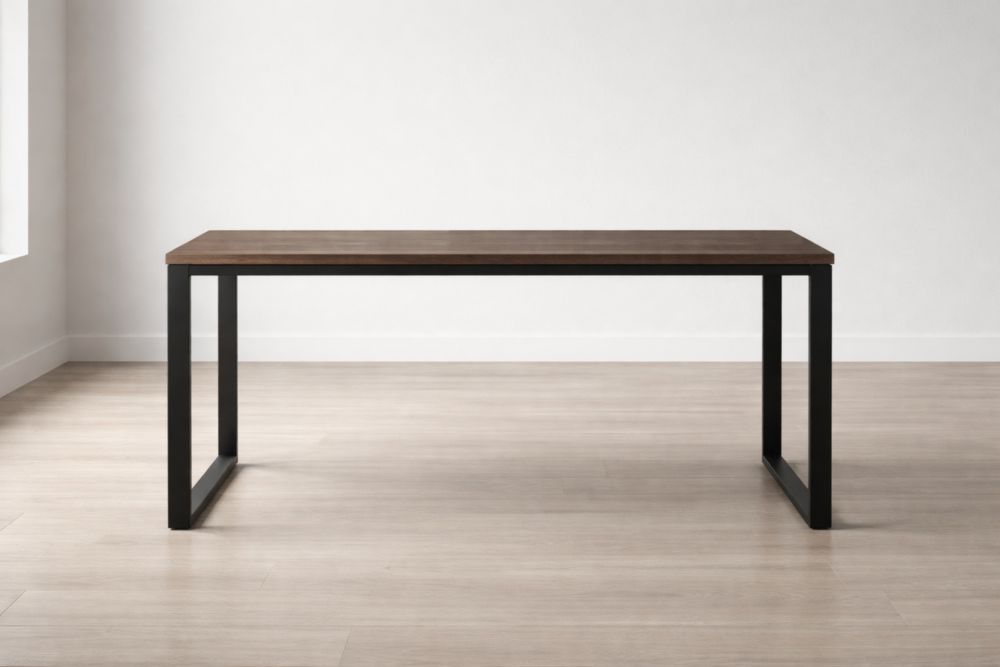 Tavolo da pranzo rettangolare in legno e metallo marrone e nero 160x80x75 cm-Nestelivo