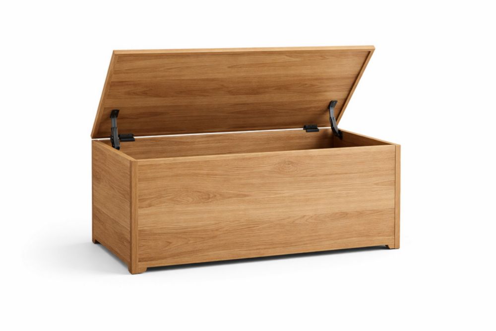 Cassapanca in Legno Impiallacciato Rovere con Cerniera 100x50x45 cm-Nestelivo