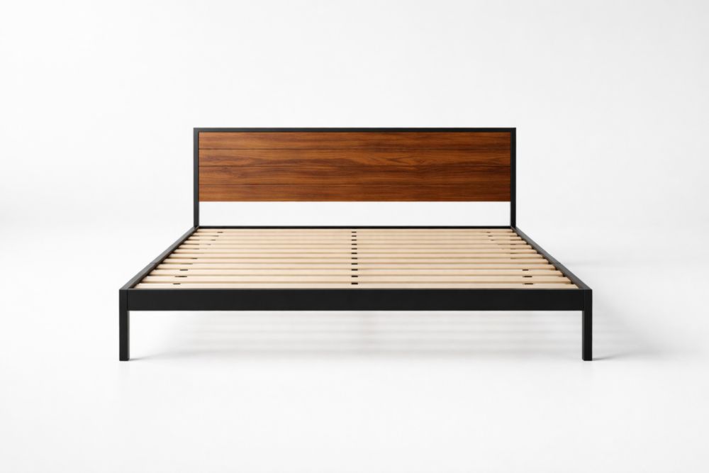 Letto Matrimoniale in Metallo e Legno di Noce 200x160 cm-Nestelivo