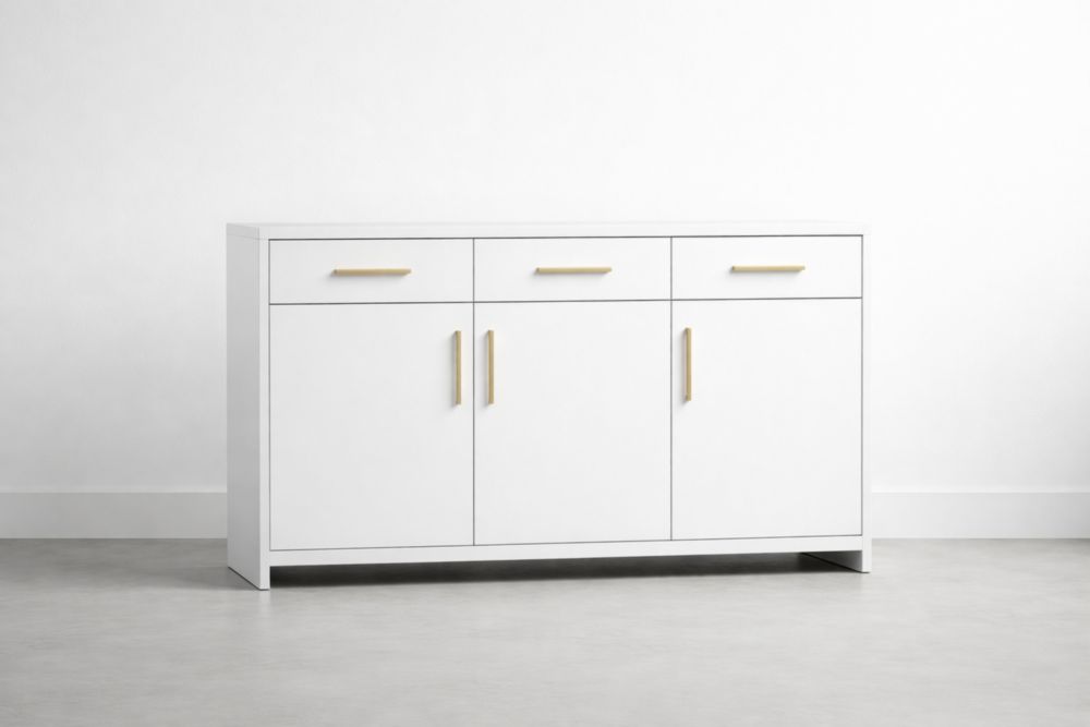 Credenza Bianca in MDF con Maniglie in Metallo-Nestelivo