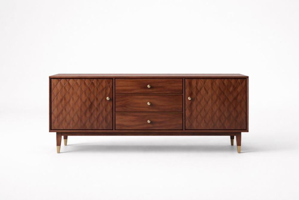 Credenza in Legno con Ante e Cassetti, Marrone, 180x45x80 cm-Nestelivo