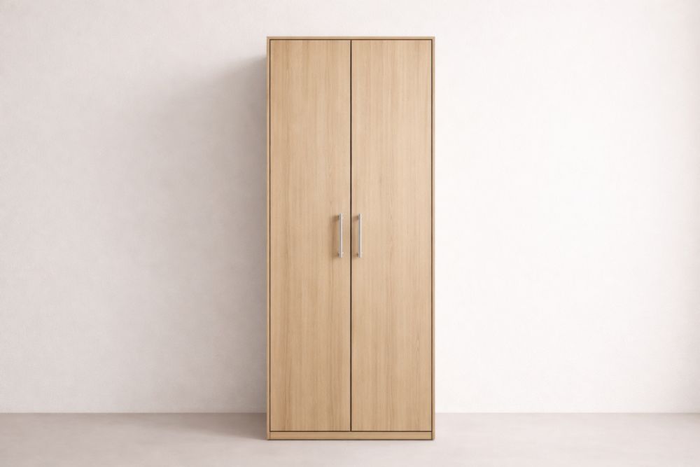 Armadio guardaroba a due ante in legno rovere 180x80x50 cm-Nestelivo