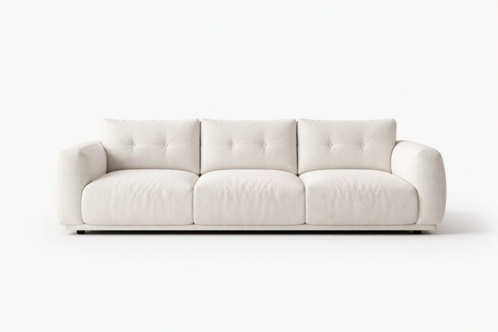 Divano tre posti in tessuto poliestere bianco-Nestelivo