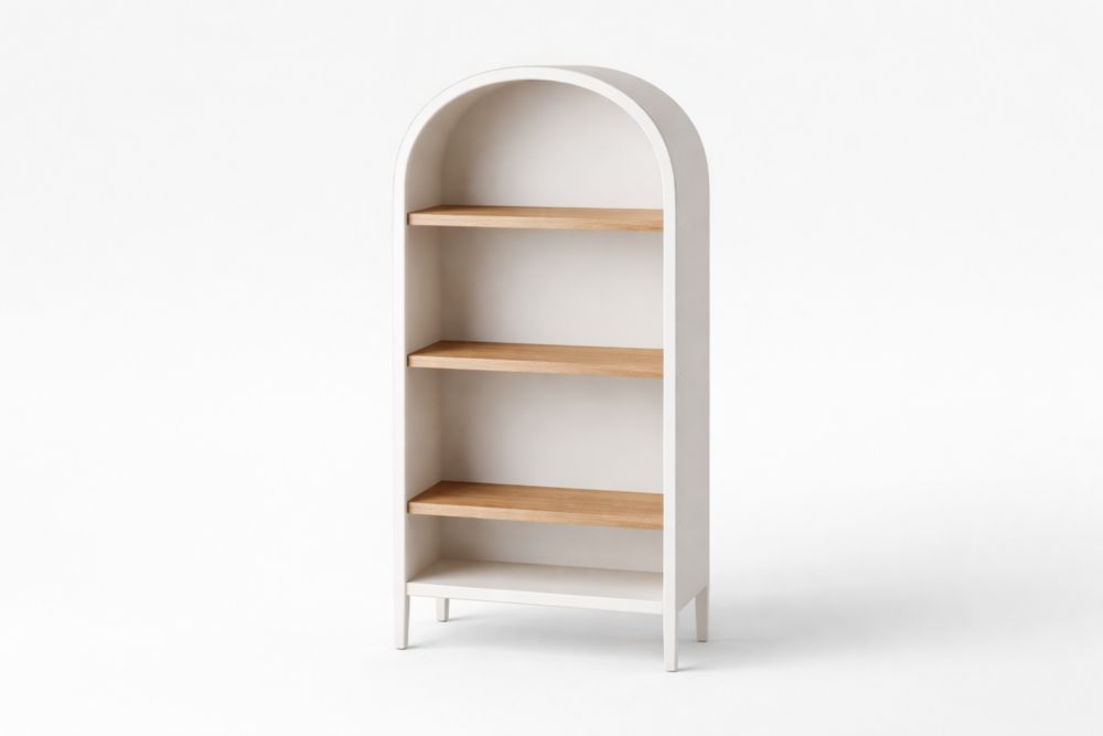 Libreria ad Arco in MDF Bianco e Legno Naturale 160x70x30-Nestelivo