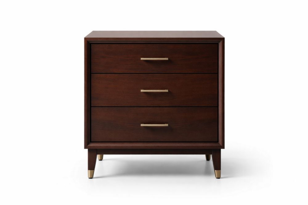 Cassettiera in Legno e Metallo con 3 Cassetti Marrone-Nestelivo