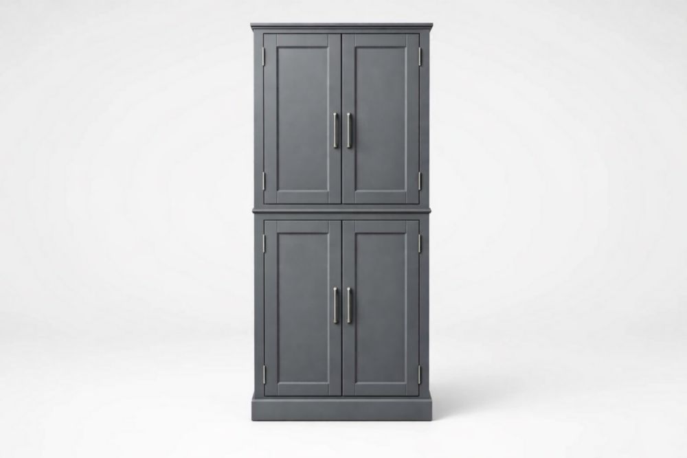 Armadio verticale a quattro ante in legno composito grigio-Nestelivo