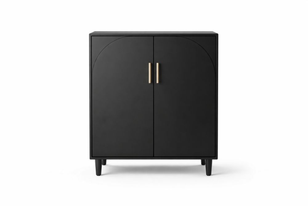 Armadio in Legno Nero con Maniglie Dorate-Nestelivo