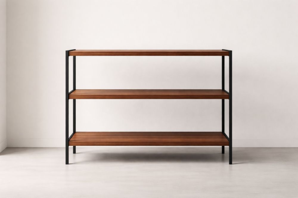 Scaffale in metallo e legno a tre ripiani Nero/Marrone-Nestelivo