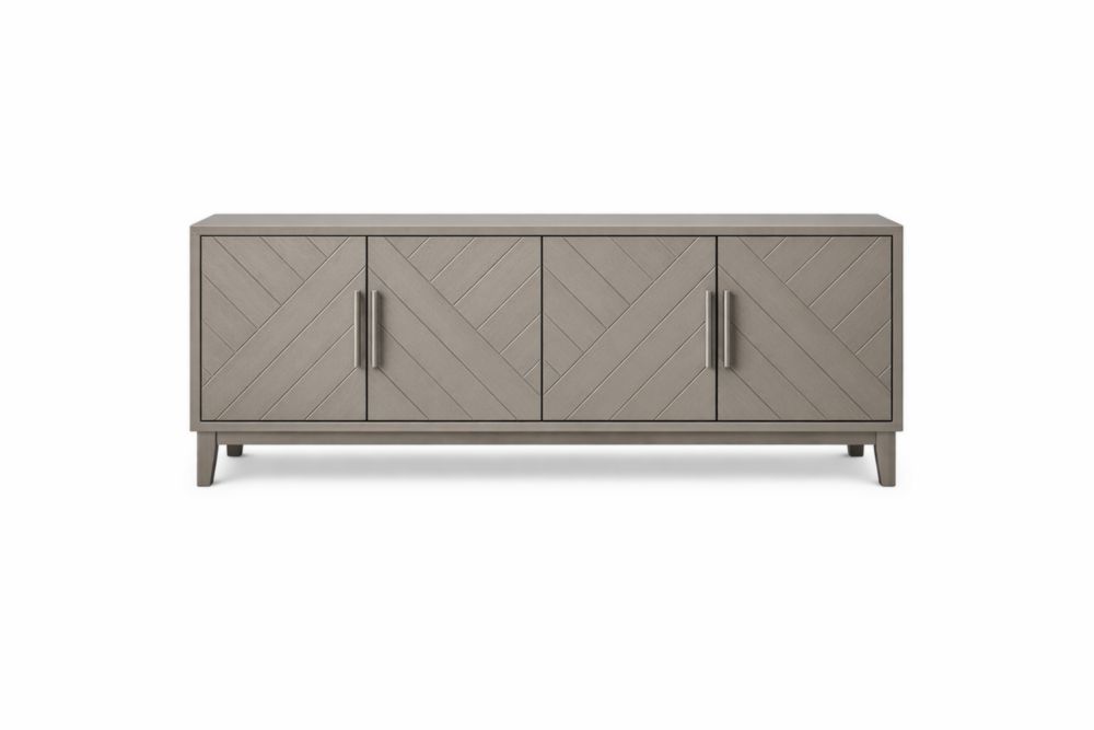 Madia in legno MDF effetto Chevron grigio 150x40x70 cm-Nestelivo