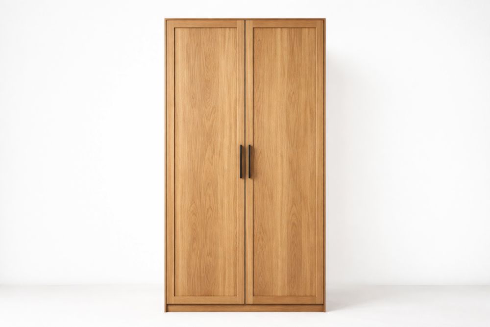 Armadio a Due Ante in Legno di Rovere Chiaro 200x100x60 cm-Nestelivo