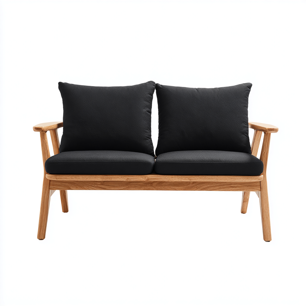 Canapé de jardin - bois-tissu - 160x78x74 cm - noir - style scandinave-Pinegetly