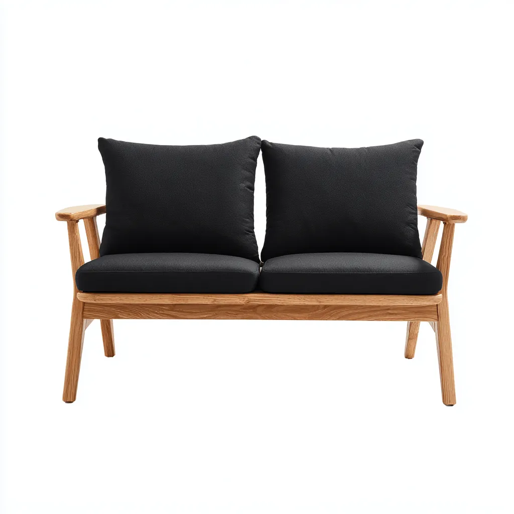 Canapé de jardin - bois-tissu - 160x78x74 cm - noir - style scandinave-Pinegetly