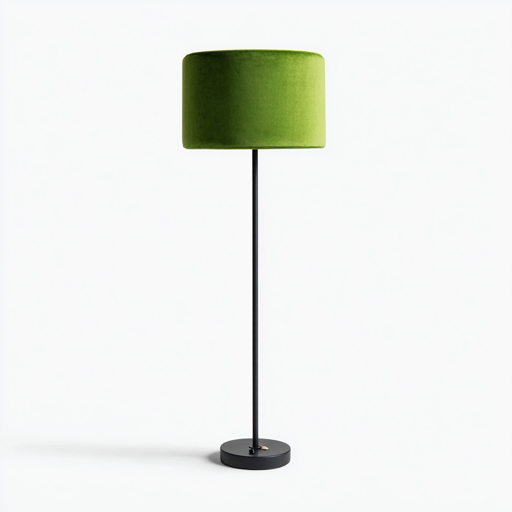 Lampadaire - métal-textile - 36x36x158 cm - vert-noir - design moderne-Pinegetly