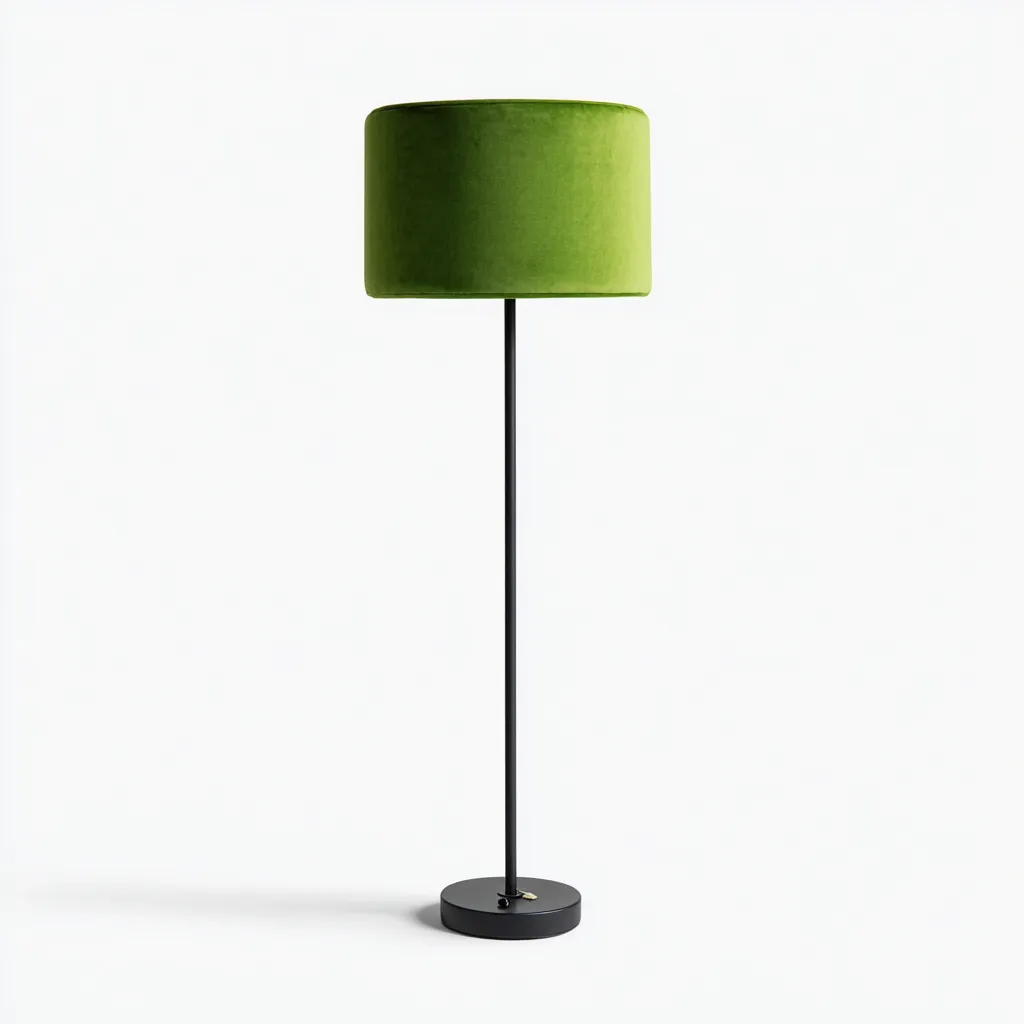 Lampadaire - métal-textile - 36x36x158 cm - vert-noir - design moderne-Pinegetly