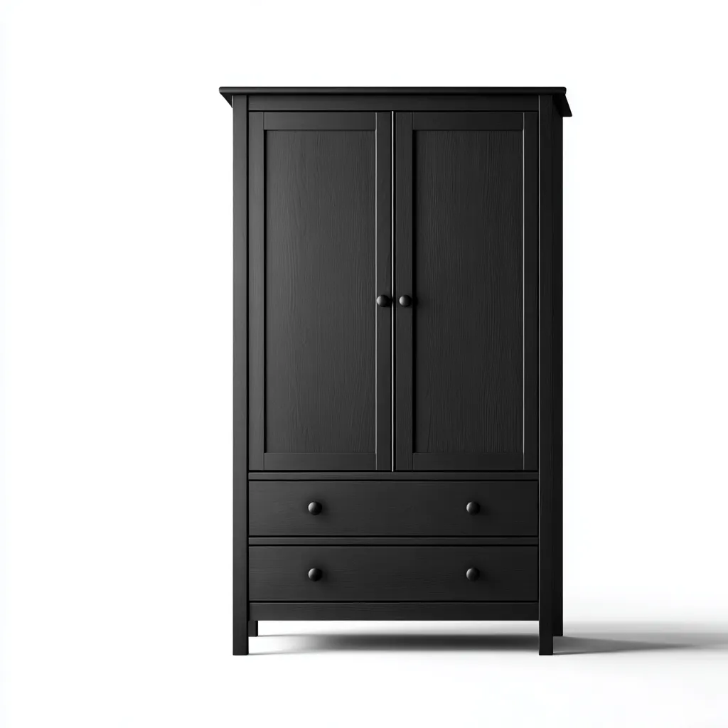 Armoire - MDF-bois - 118x56x187 cm - Noir - Style classique-Pinegetly