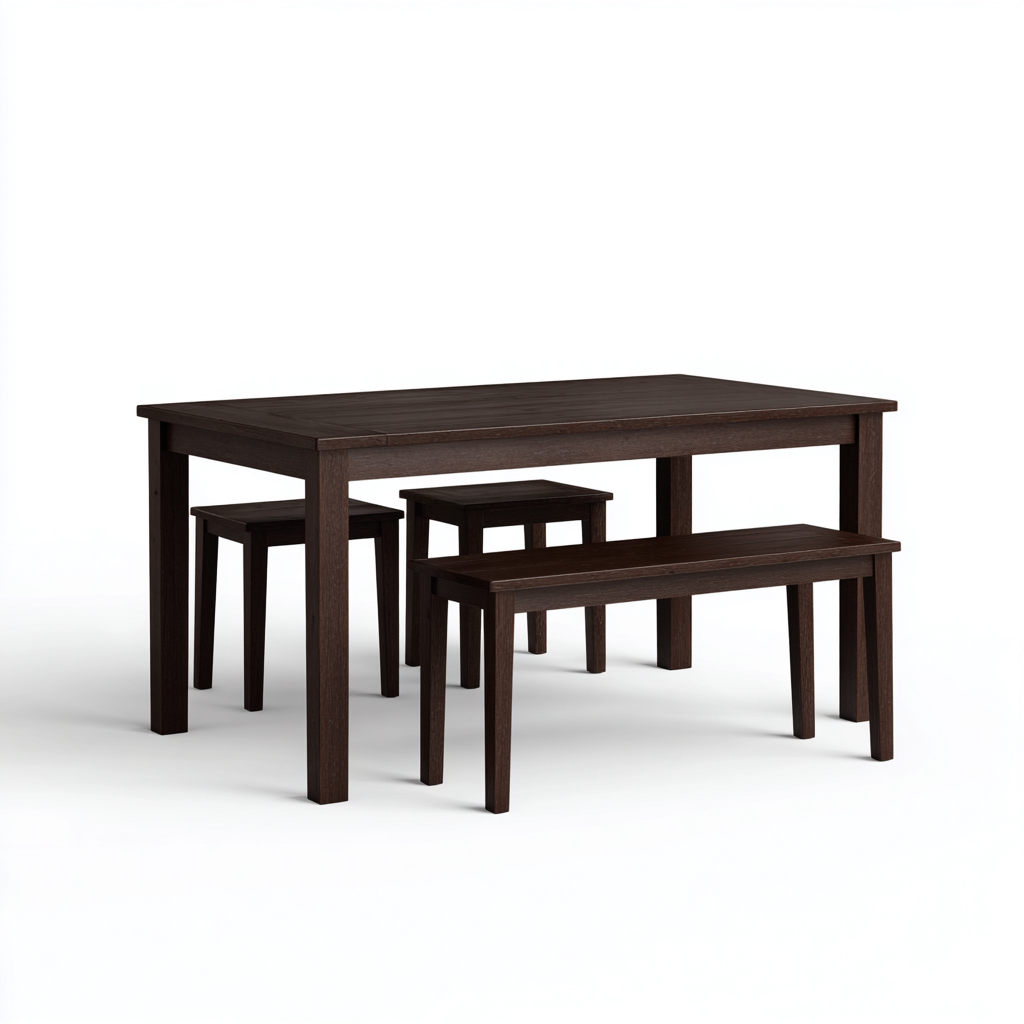 Ensemble table et chaises - Bois - 150x80x75 cm - Brun foncé - Style contemporain-Pinegetly