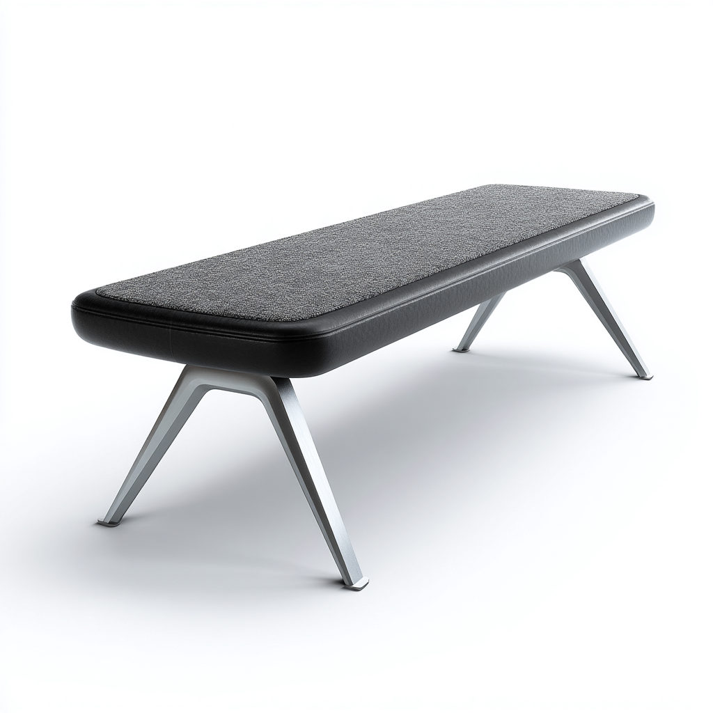 Banc de lit - cuir-tissu-métal - 120x38x46 cm - gris-noir-argent - style moderne-Pinegetly