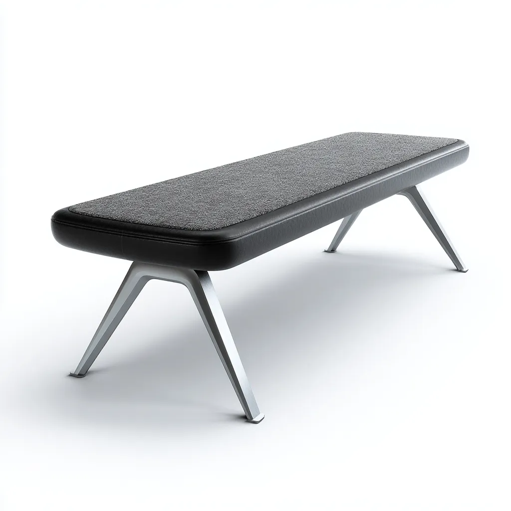 Banc de lit - cuir-tissu-métal - 120x38x46 cm - gris-noir-argent - style moderne-Pinegetly