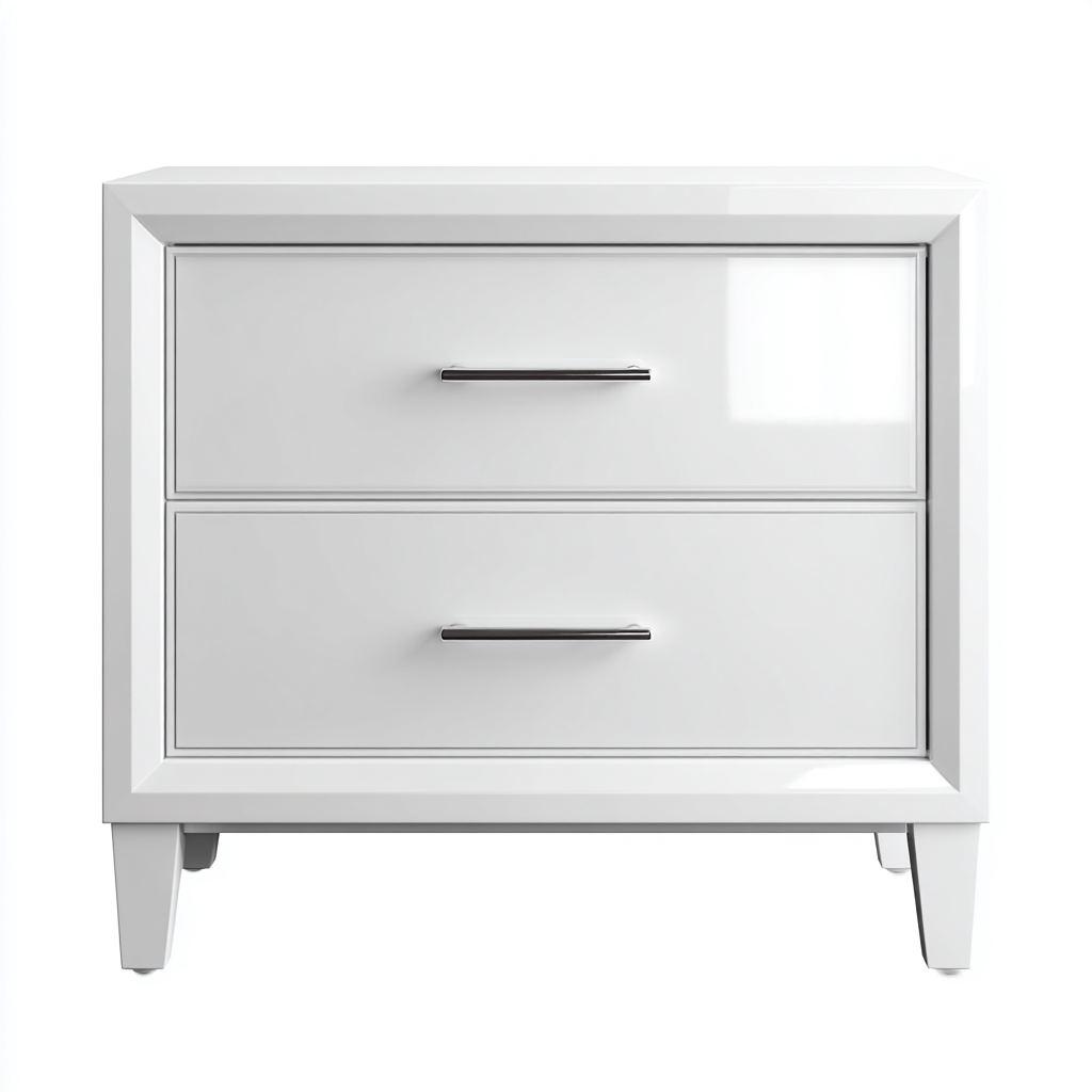 Commode - MDF-métal - 50x40x45 cm - blanc - style moderne-Pinegetly