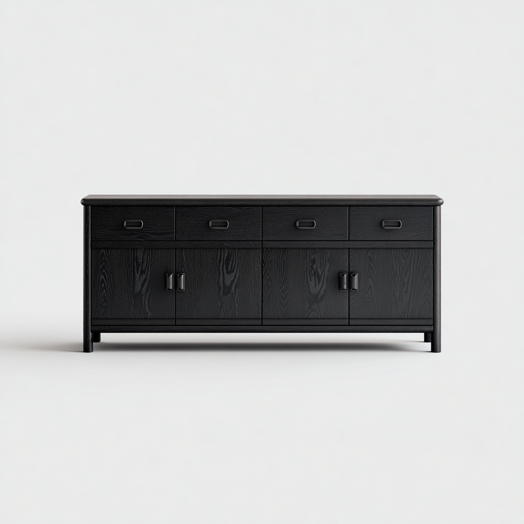 Buffet - bois - 160x45x85 cm - noir - style moderne-Pinegetly