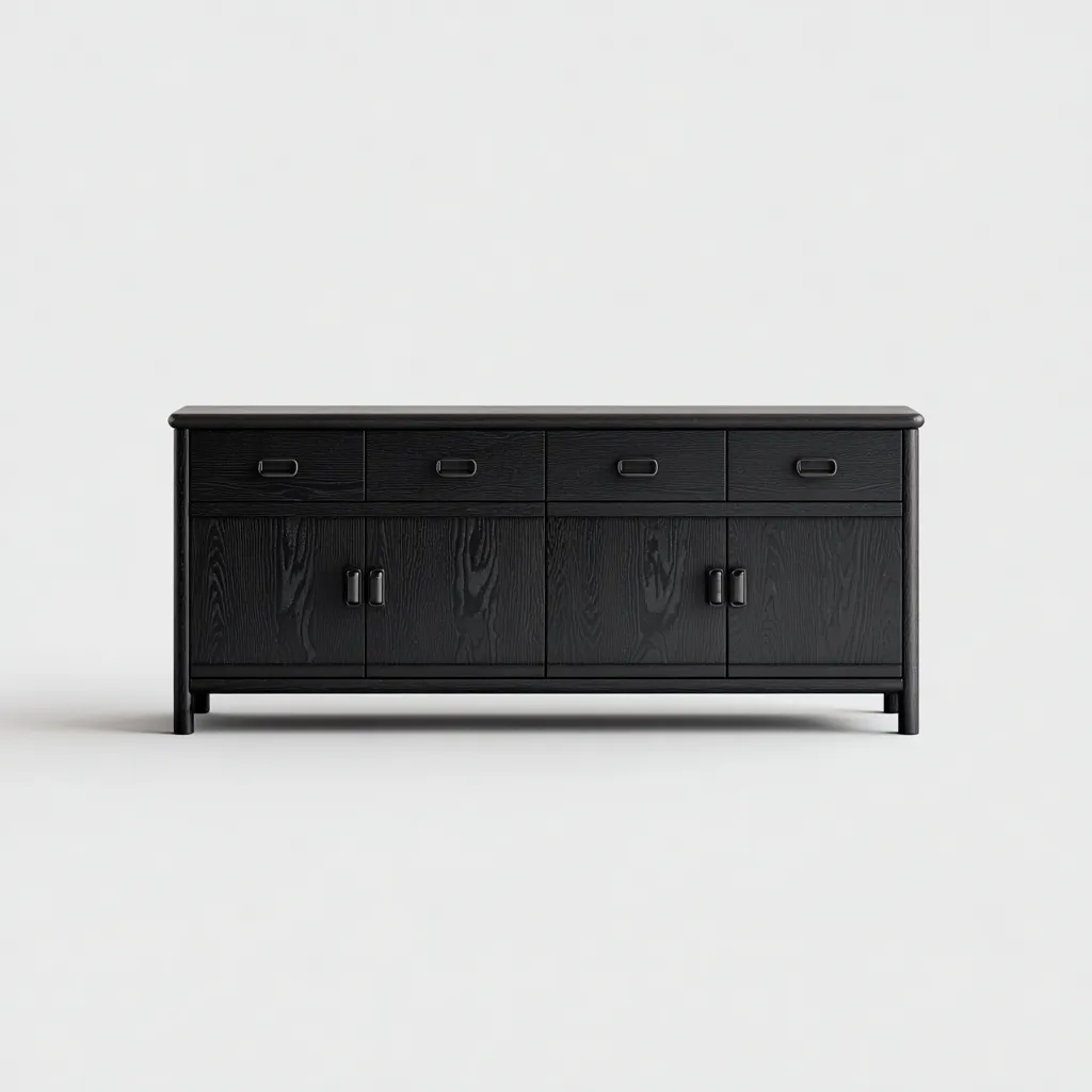 Buffet - bois - 160x45x85 cm - noir - style moderne-Pinegetly