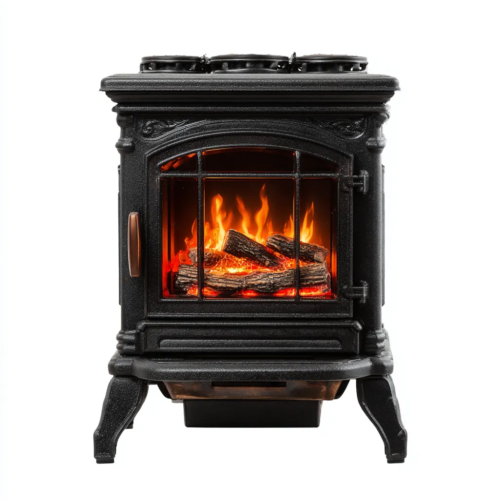 Cheminée électrique - métal-verre - 54x40x65 cm - noir - style rétro-Pinegetly