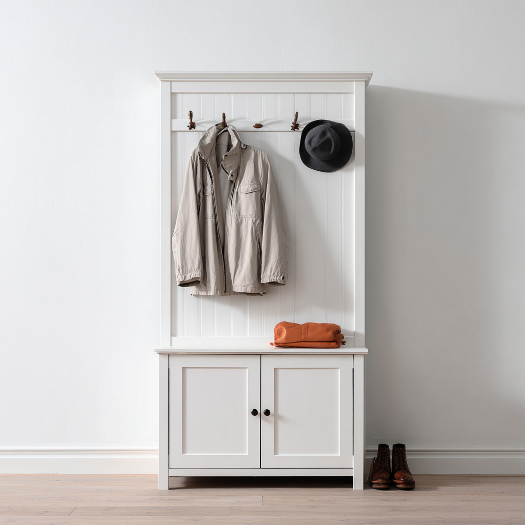 Porte manteau - MDF - 100x40x180 cm - blanc - design classique-Pinegetly