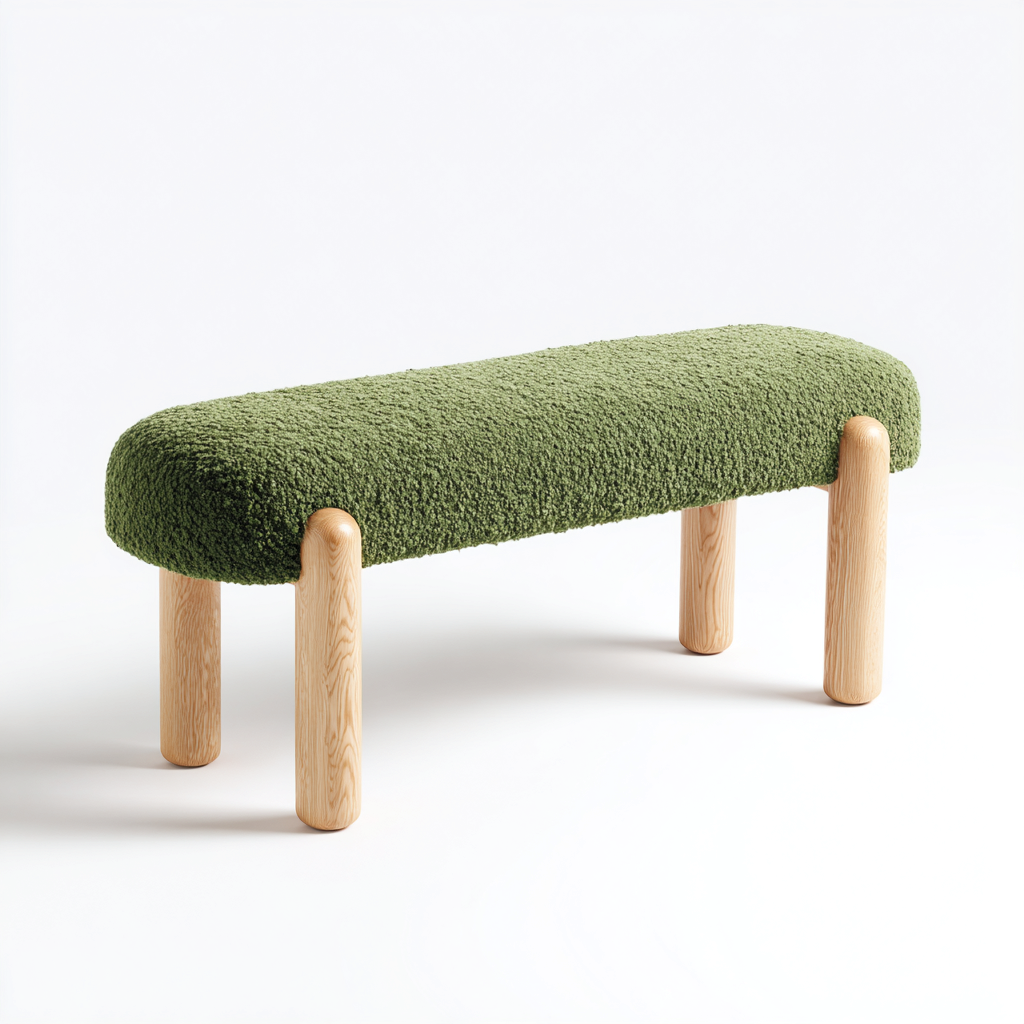 Banc de lit - tissu-bois - 105x36x44 cm - vert - design moderne-Pinegetly