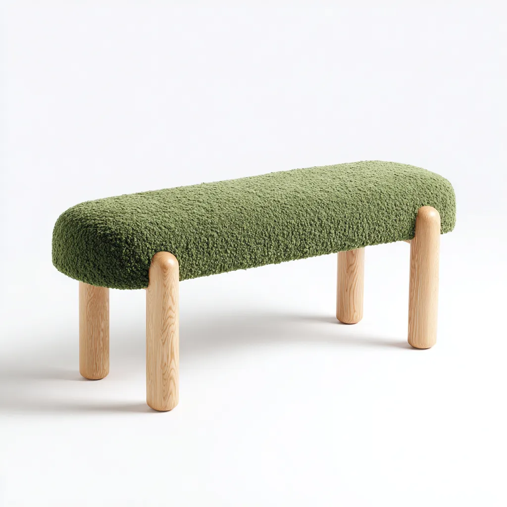 Banc de lit - tissu-bois - 105x36x44 cm - vert - design moderne-Pinegetly