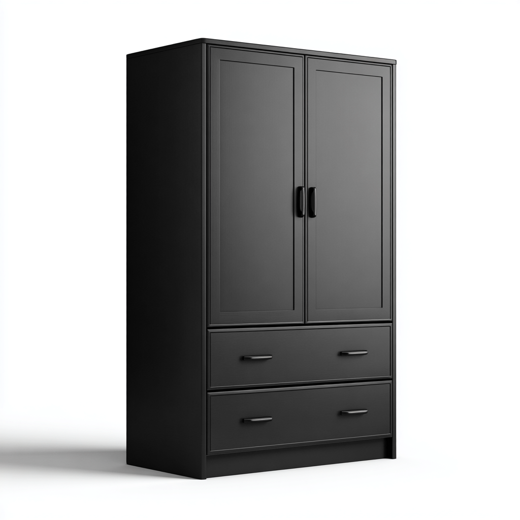 Armoire - MDF-bois - 121x57x190 cm - Noir - Style moderne-Pinegetly
