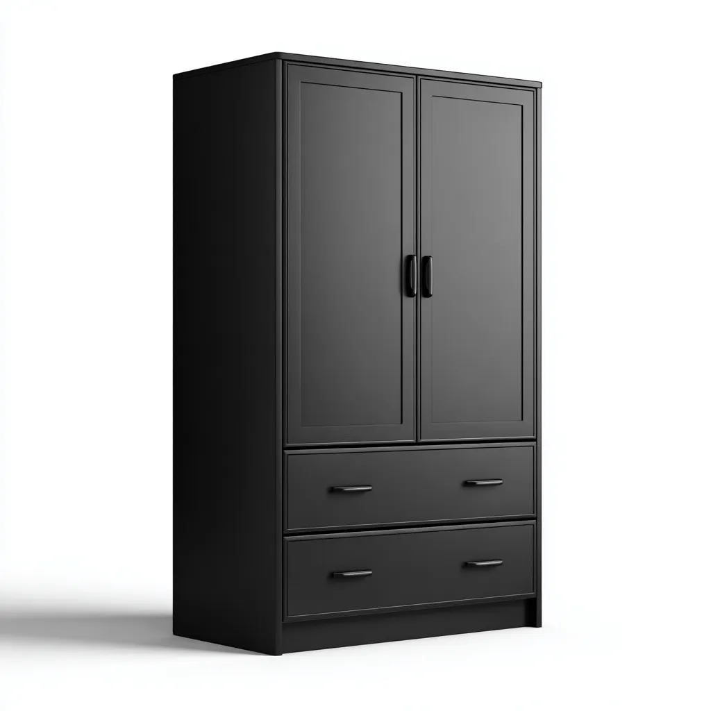 Armoire - MDF-bois - 121x57x190 cm - Noir - Style moderne-Pinegetly