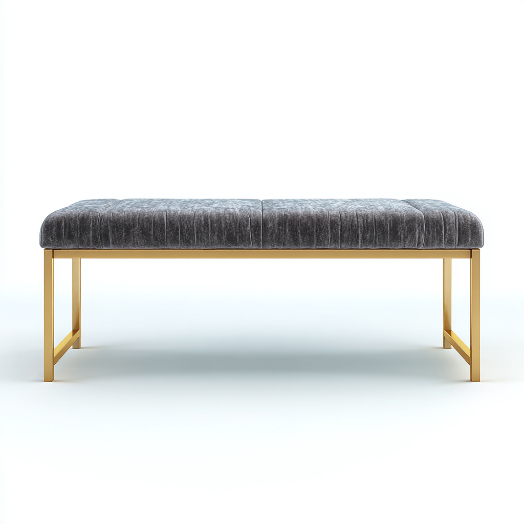 Banc de lit - velours-métal - 104x38x46 cm - Gris foncé - Style contemporain-Pinegetly