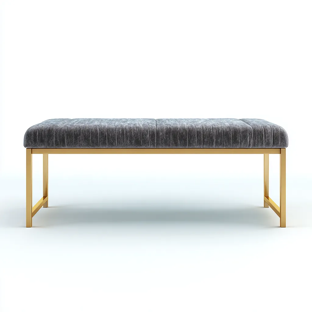 Banc de lit - velours-métal - 104x38x46 cm - Gris foncé - Style contemporain-Pinegetly