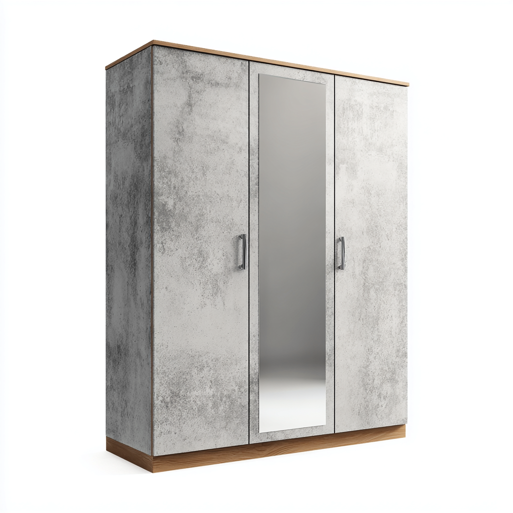 Armoire - MDF-verre - 120x55x185 cm - Gris-blanc - Style contemporain-Pinegetly