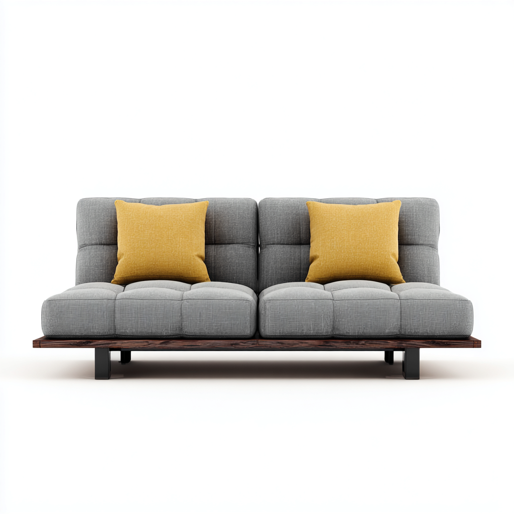 Canapé droit - Tissu-Bois - 185x90x85 cm - Gris - Style moderne-Pinegetly