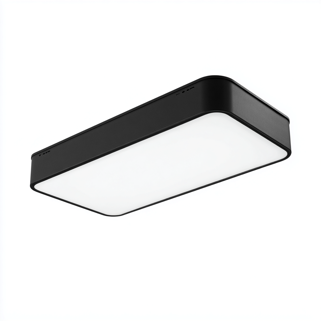 Plafonnier - aluminium - 48x28x6 cm - noir - moderne-Pinegetly