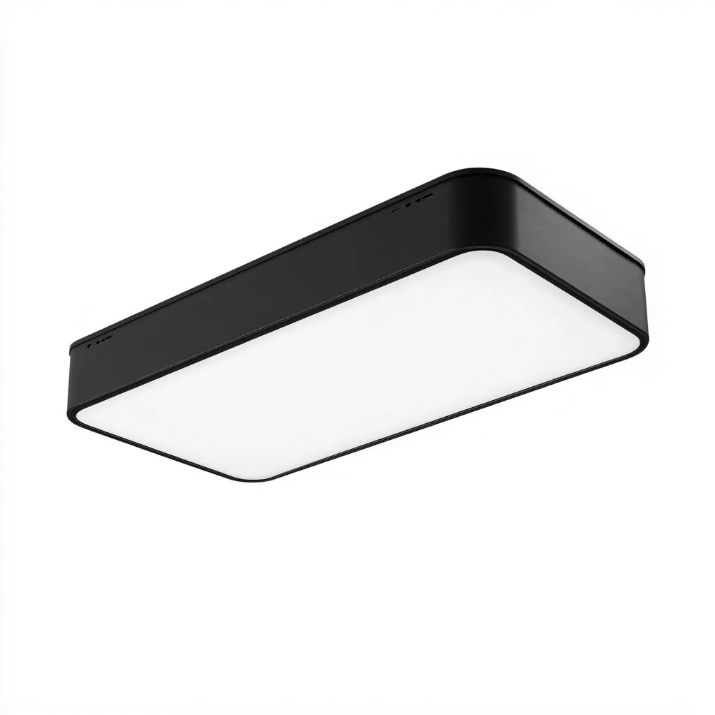 Plafonnier - aluminium - 48x28x6 cm - noir - moderne-Pinegetly