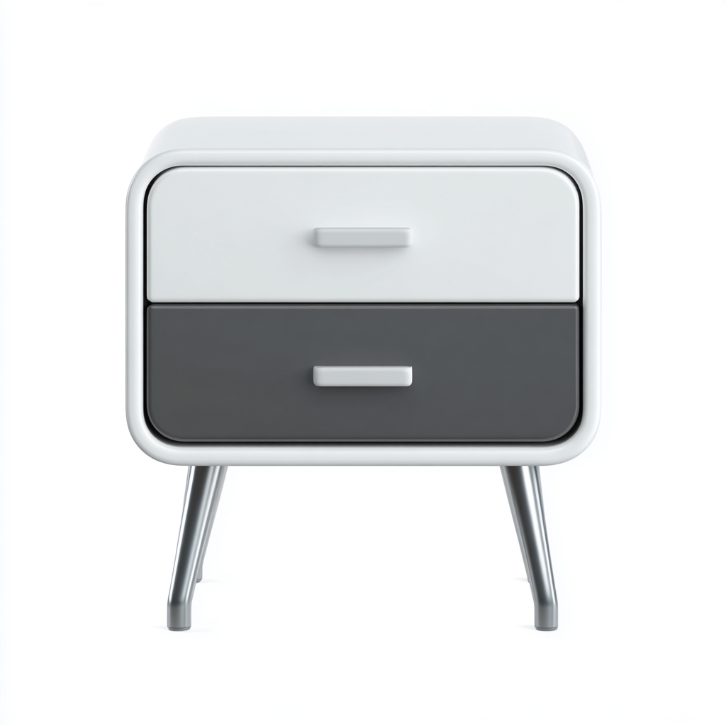 Commode - plastique-métal - 45x38x50 cm - blanc-gris - style moderne-Pinegetly