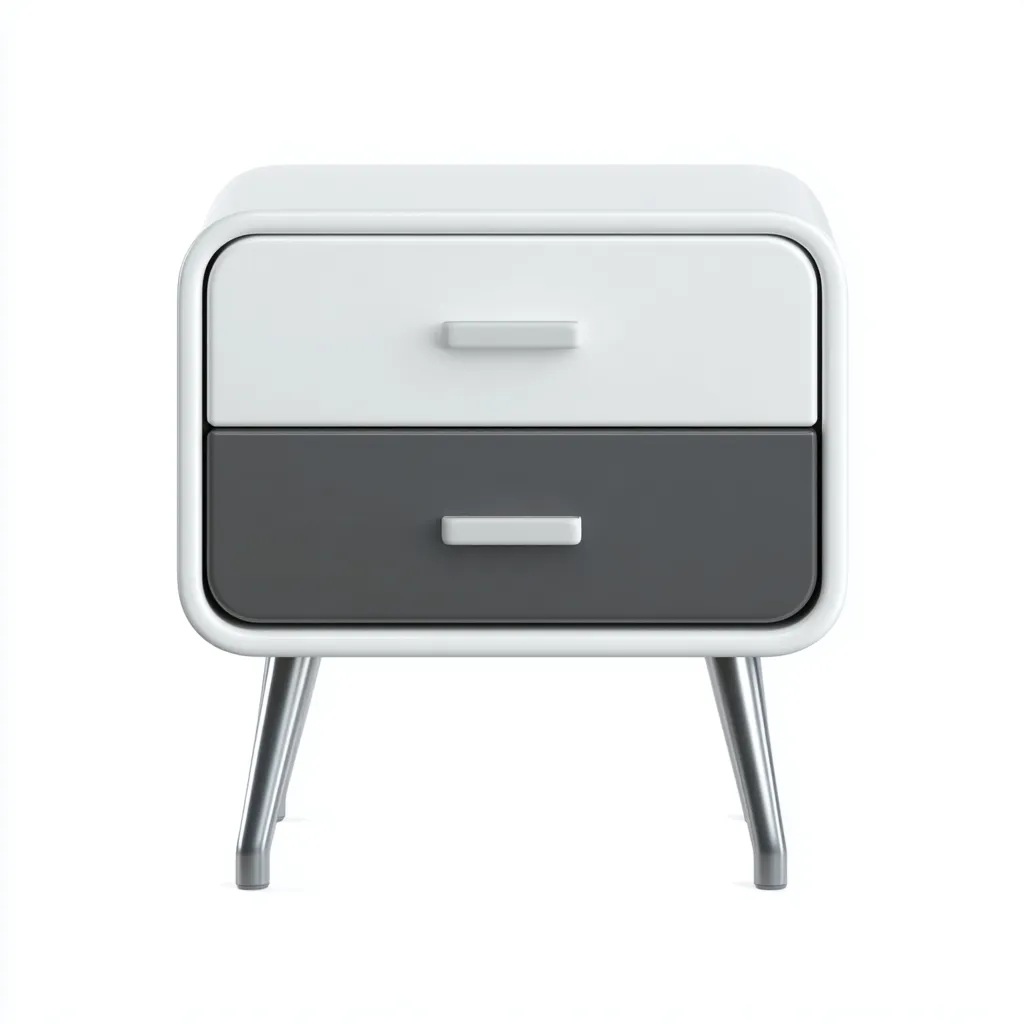 Commode - plastique-métal - 45x38x50 cm - blanc-gris - style moderne-Pinegetly