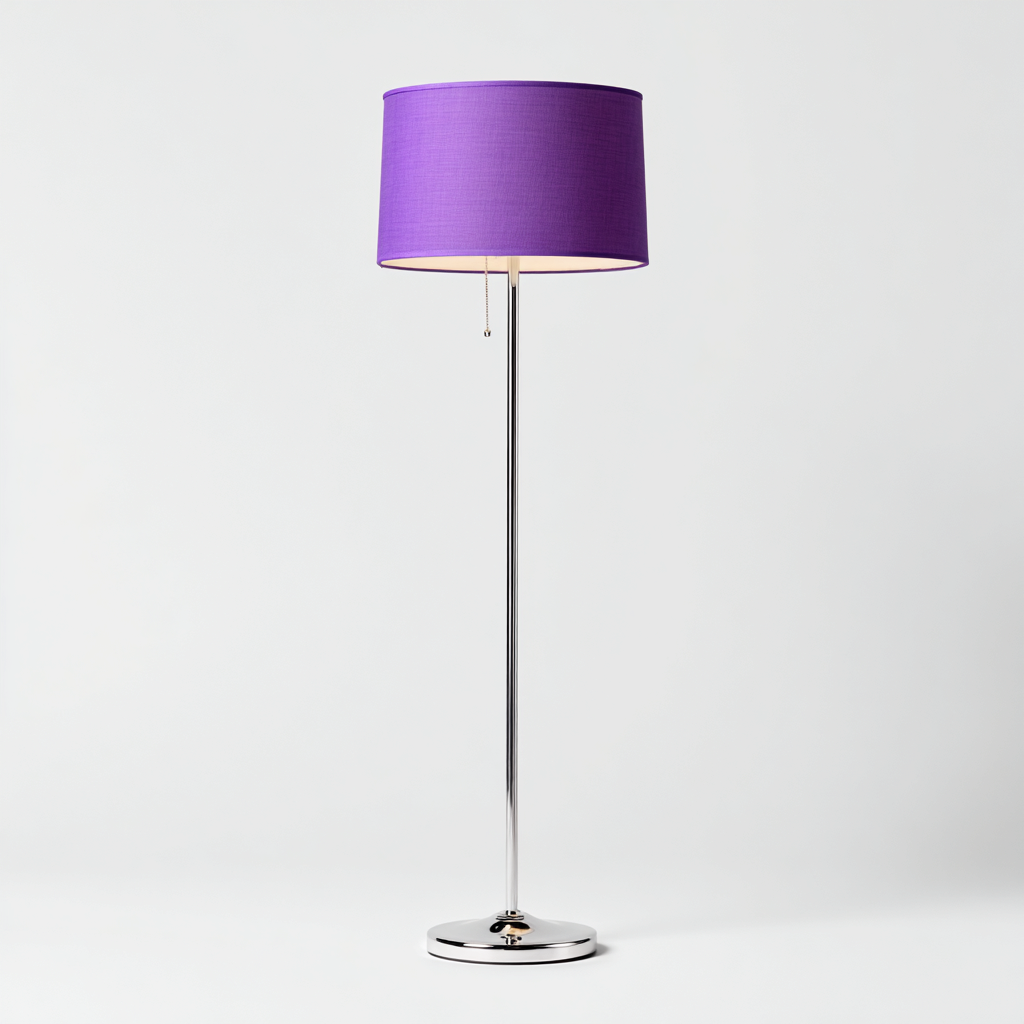 Lampadaire - métal-textile - 37x37x162 cm - violet-argent - design moderne-Pinegetly
