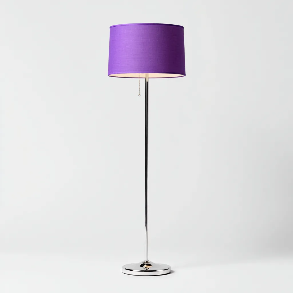 Lampadaire - métal-textile - 37x37x162 cm - violet-argent - design moderne-Pinegetly