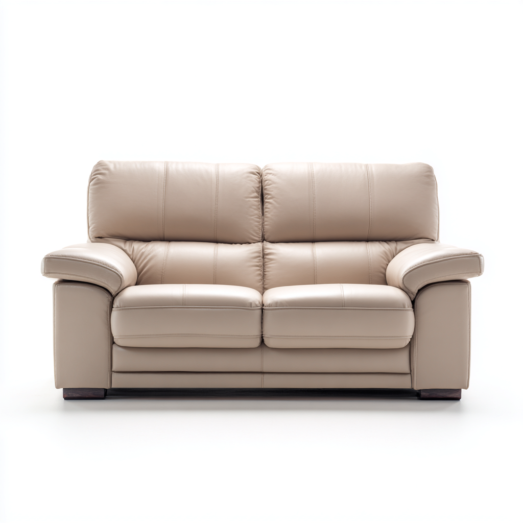 Canapé droit - Cuir - 155x90x88 cm - Beige - Style moderne-Pinegetly