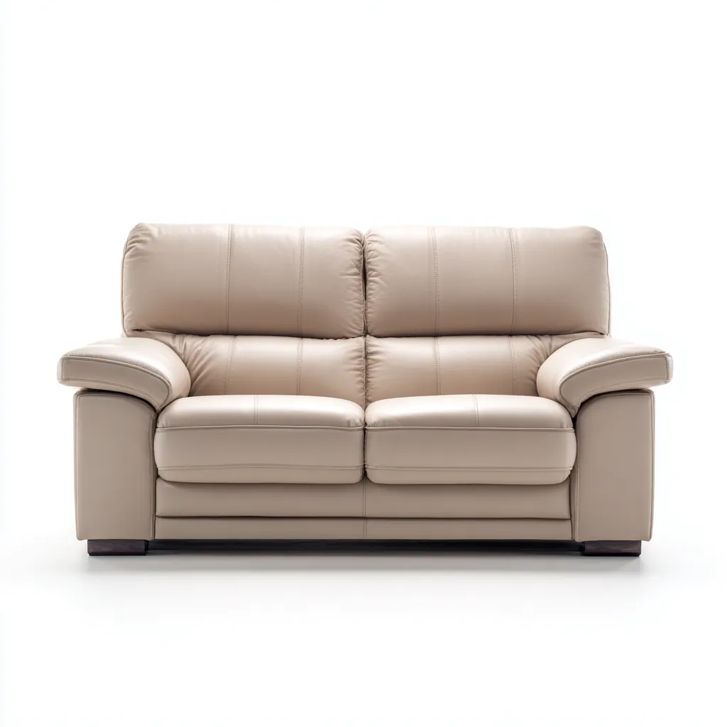 Canapé droit - Cuir - 155x90x88 cm - Beige - Style moderne-Pinegetly