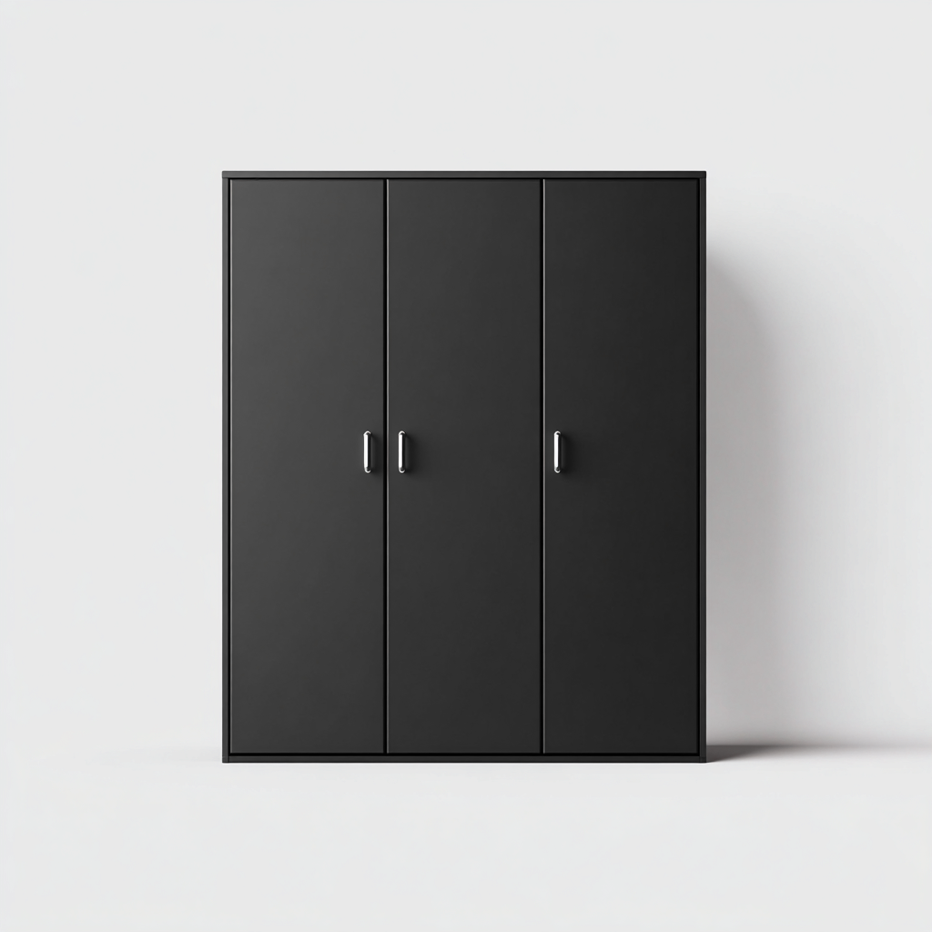 Armoire - MDF - 120x55x190 cm - Noir - Style moderne-Pinegetly