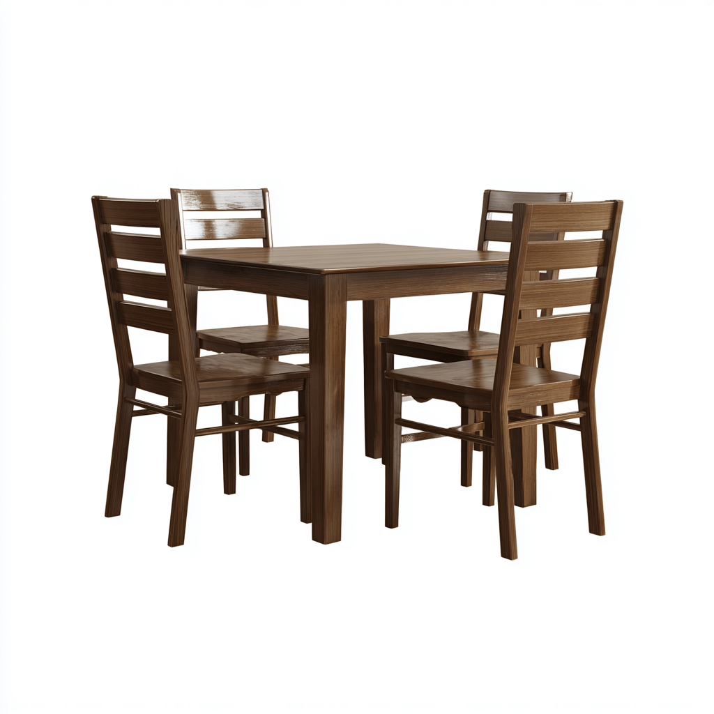 Ensemble table et chaises - Bois - 100x100x75 cm - Brun - Style classique-Pinegetly
